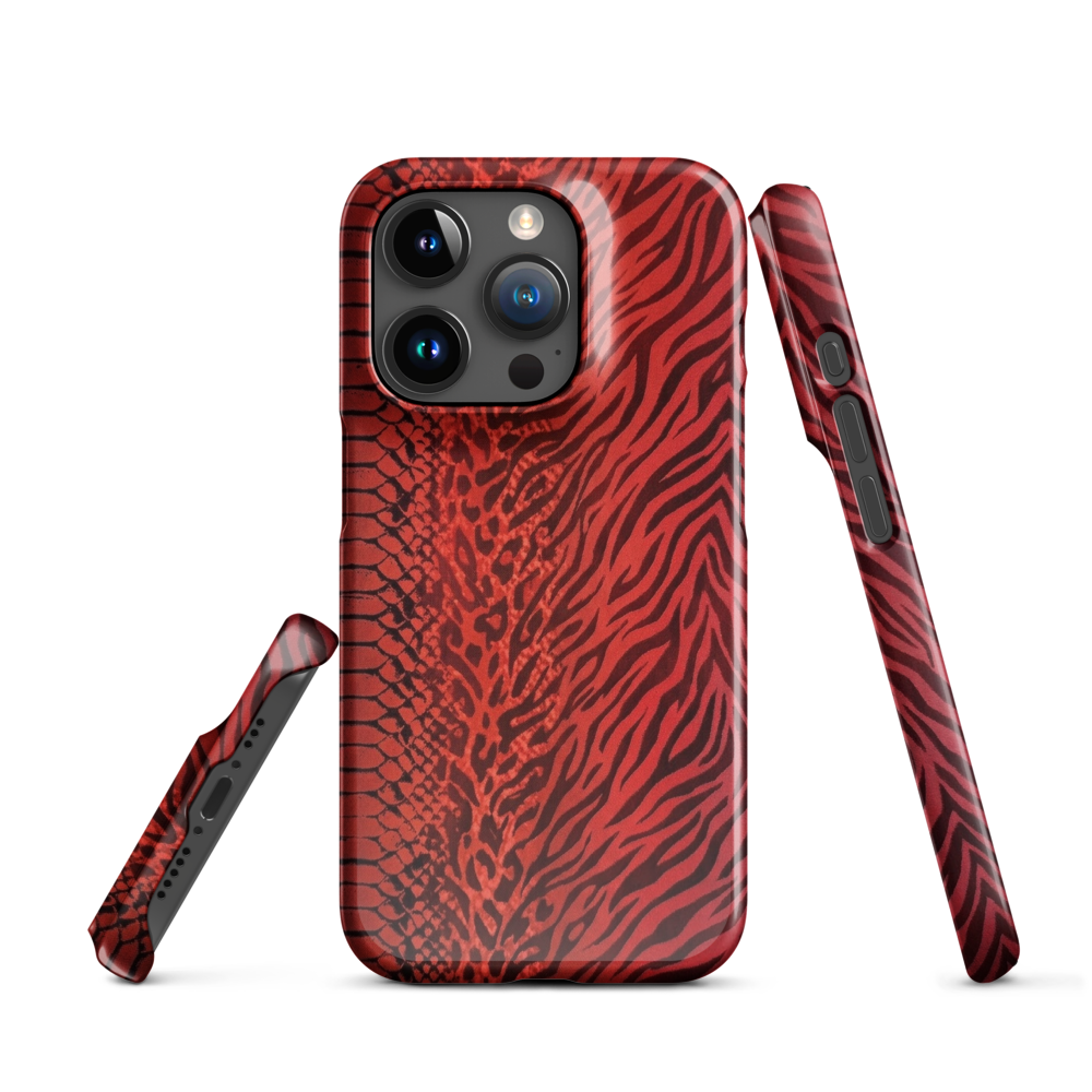 Red Zebra Snake & Leopard Print Snap Case for iPhone