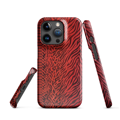 Red Zebra Snake & Leopard Print Snap Case for iPhone