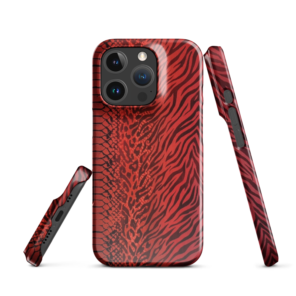 Red Zebra Snake & Leopard Print Snap Case for iPhone