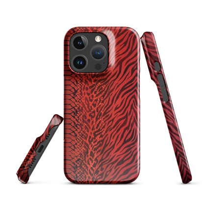Red Zebra Snake & Leopard Print Snap Case for iPhone