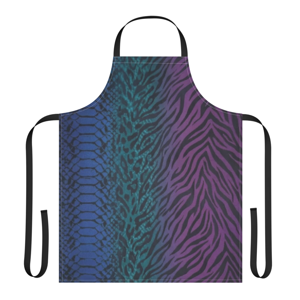 Blue & Purple Snake Skin Zebra & Leopard Print Strap Apron