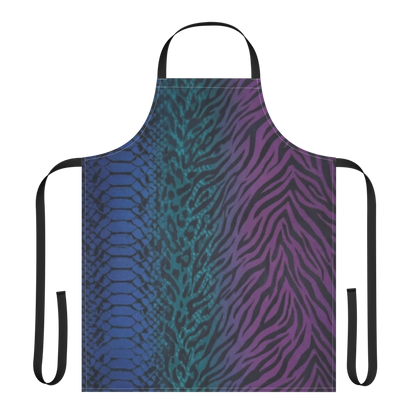 Blue & Purple Snake Skin Zebra & Leopard Print Strap Apron