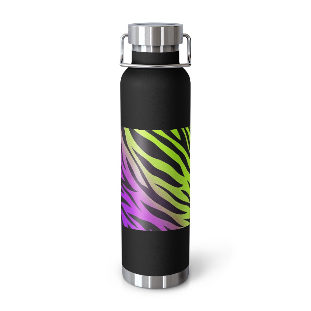 Neon Green and Purple Zebra Print Copper Vacuum Insulated Bottle (22oz)