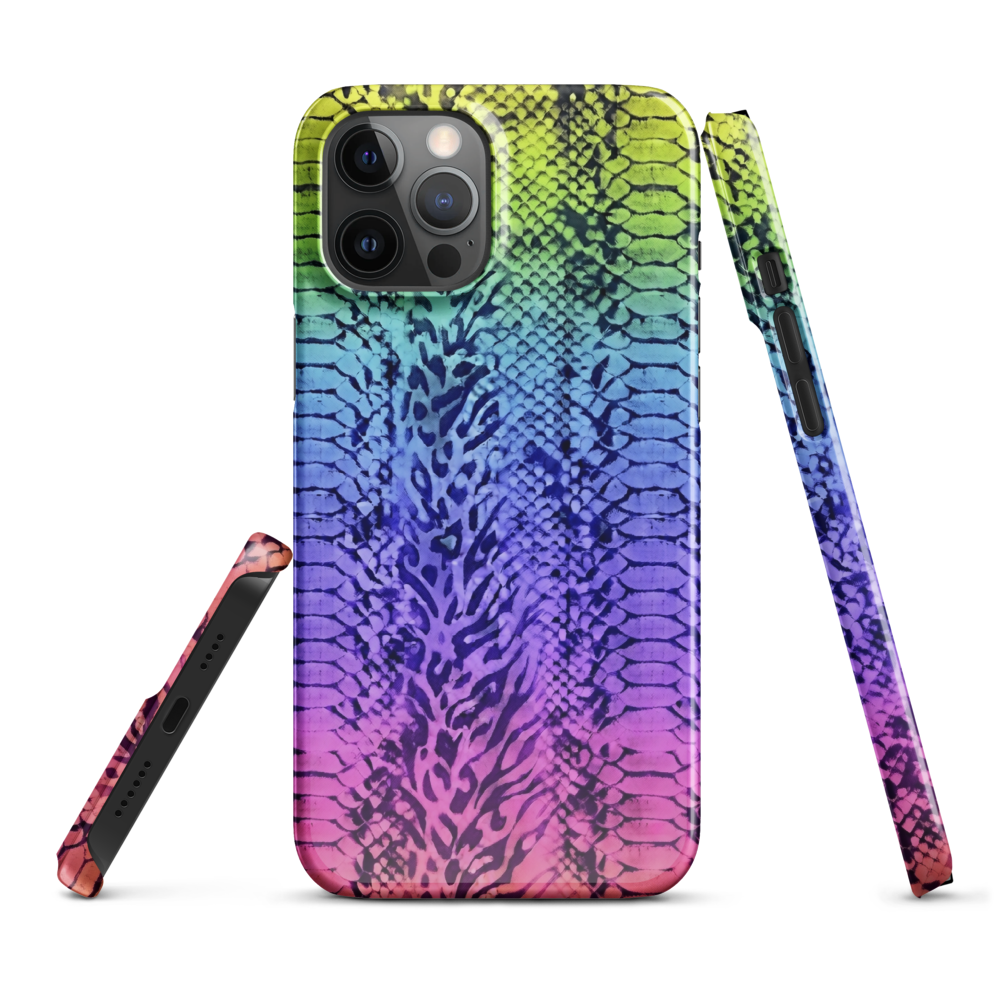 Neon Rainbow Snake Skin & Leopard Print Snap Case for iPhone