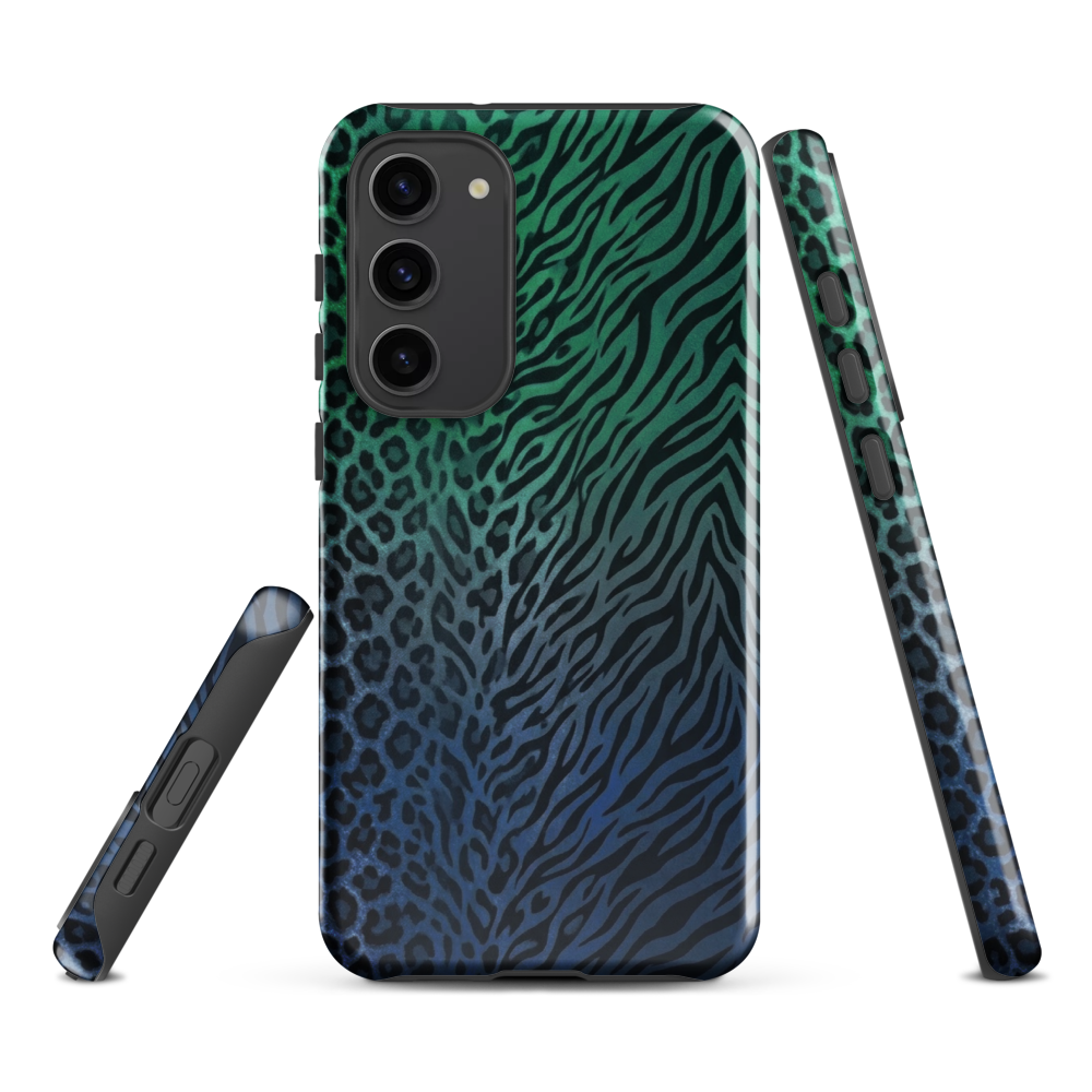 Blue to Teal Zebra & Leopard Print Tough Case for Samsung