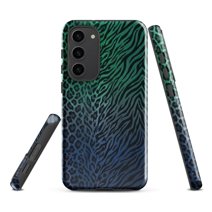 Blue to Teal Zebra & Leopard Print Tough Case for Samsung