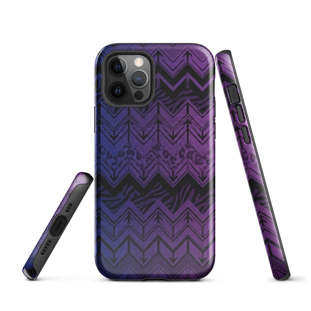 Purple to Blue Chevron Zebra & Leopard Print Tough Case for iPhone®