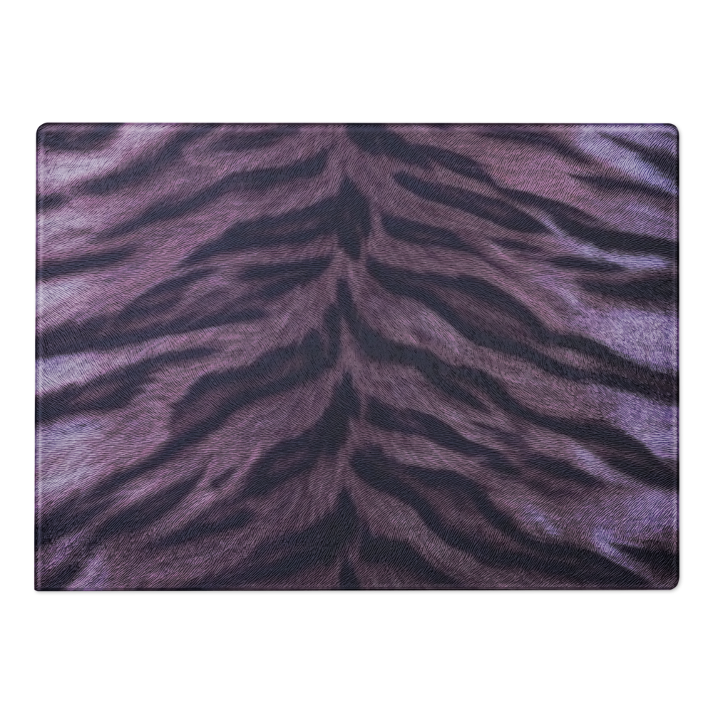 Purple Tiger Print Glass Cutting Board