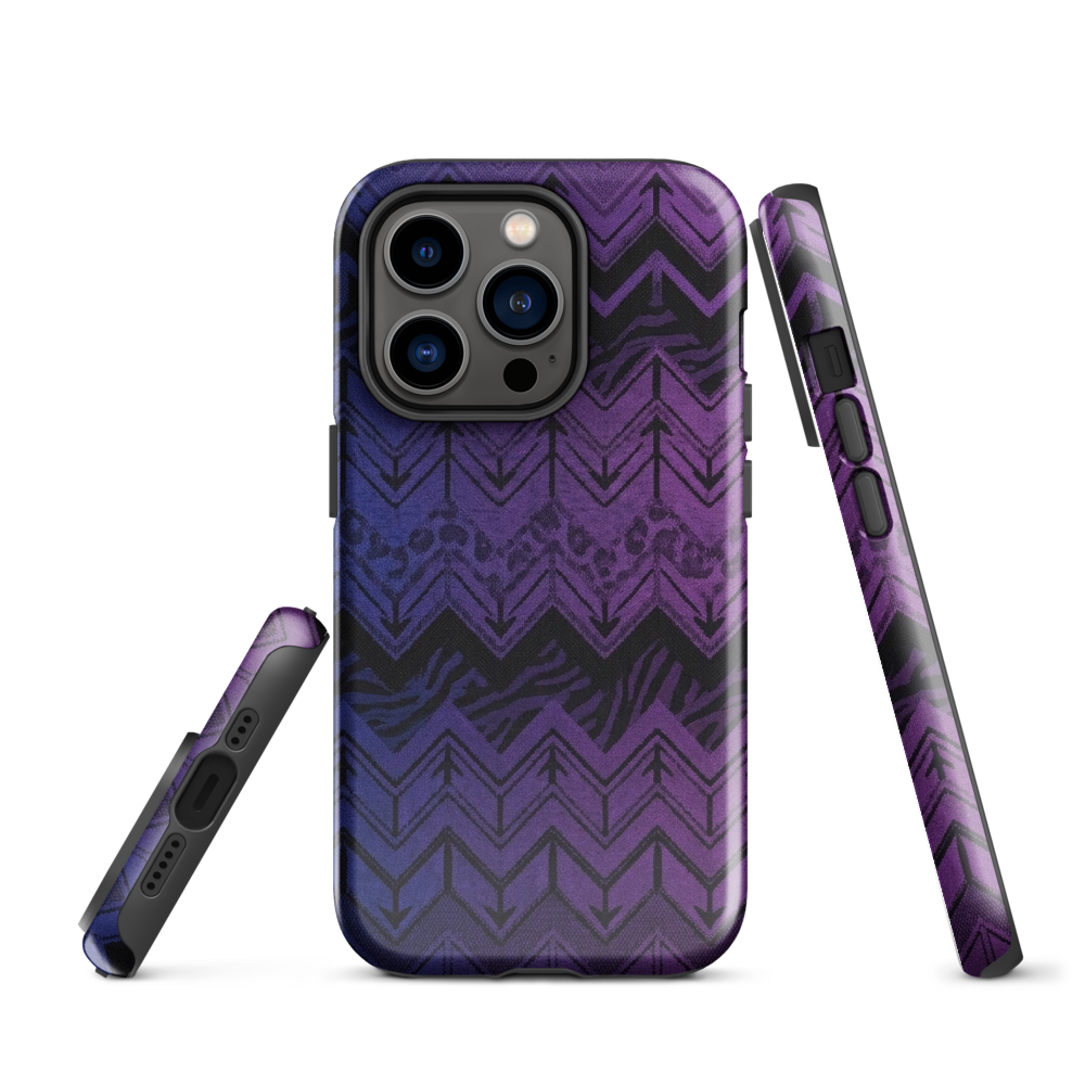 Purple to Blue Chevron Zebra & Leopard Print Tough Case for iPhone®