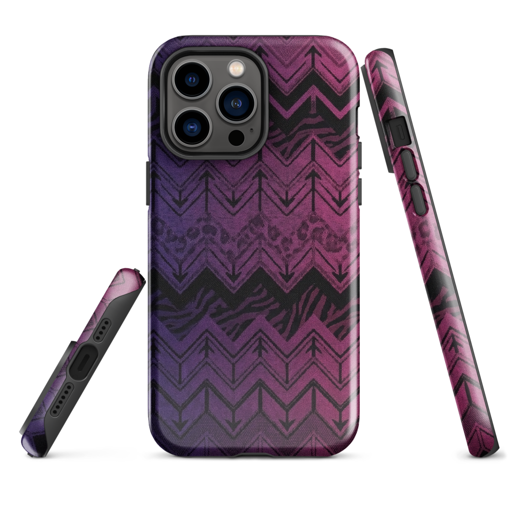 Purple to Pink Chevron Zebra & Leopard Print Tough Case for iPhone®