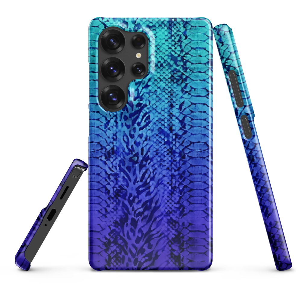 Vibrant Blue Snake & Leopard Print Snap Case for Samsung