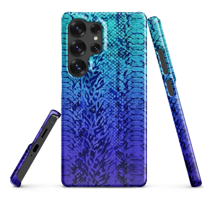 Vibrant Blue Snake & Leopard Print Snap Case for Samsung