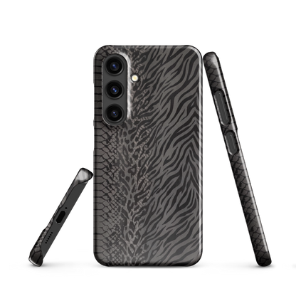 Dark Gray Snake Skin & Leopard Print Snap Case for Samsung