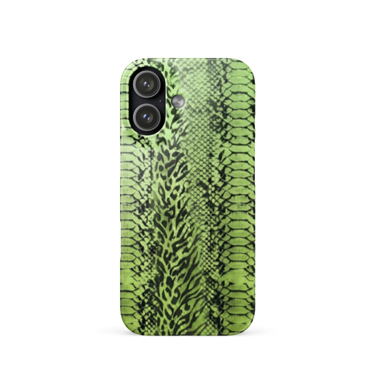 Green Snake Leopard & Zebra Print Snap Case for iPhone
