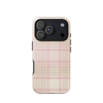 Pink & Cream Plaid Coquette Print Tough Case for iPhone®