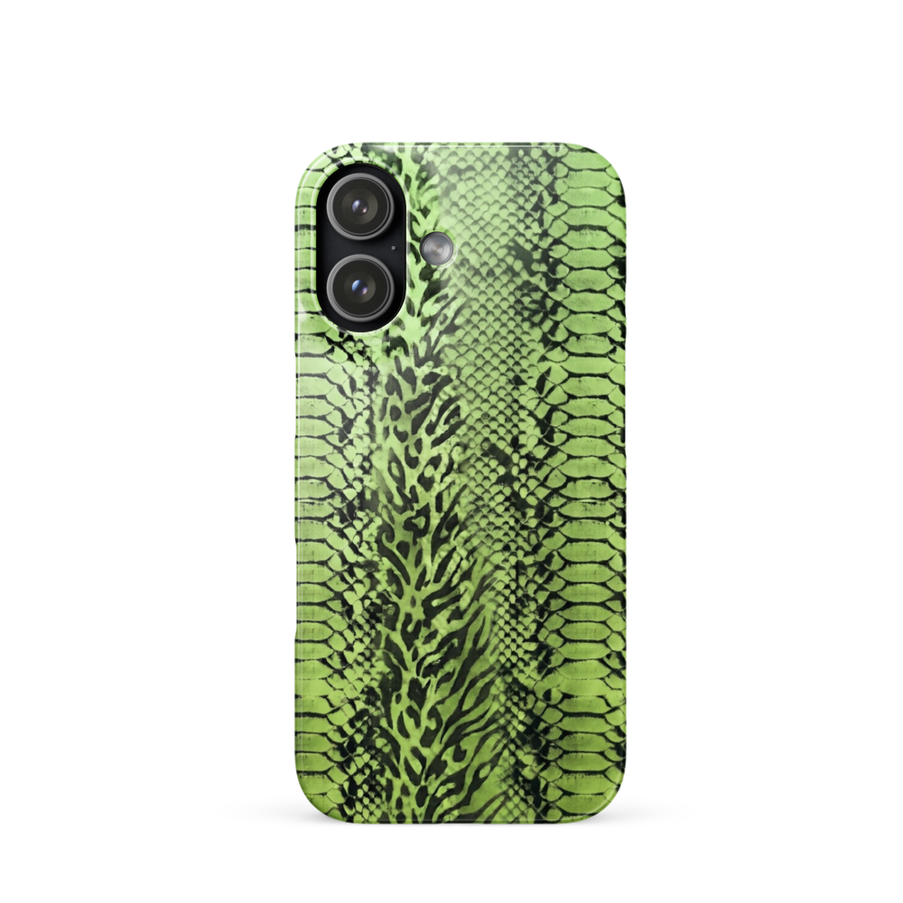 Green Snake Leopard & Zebra Print Snap Case for iPhone
