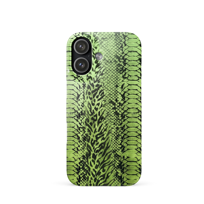 Green Snake Leopard & Zebra Print Snap Case for iPhone
