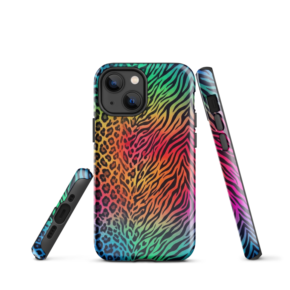 Vibrant Rainbow Zebra & Leopard Print Tough Case for iPhone®