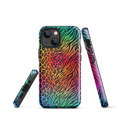 Vibrant Rainbow Zebra & Leopard Print Tough Case for iPhone®