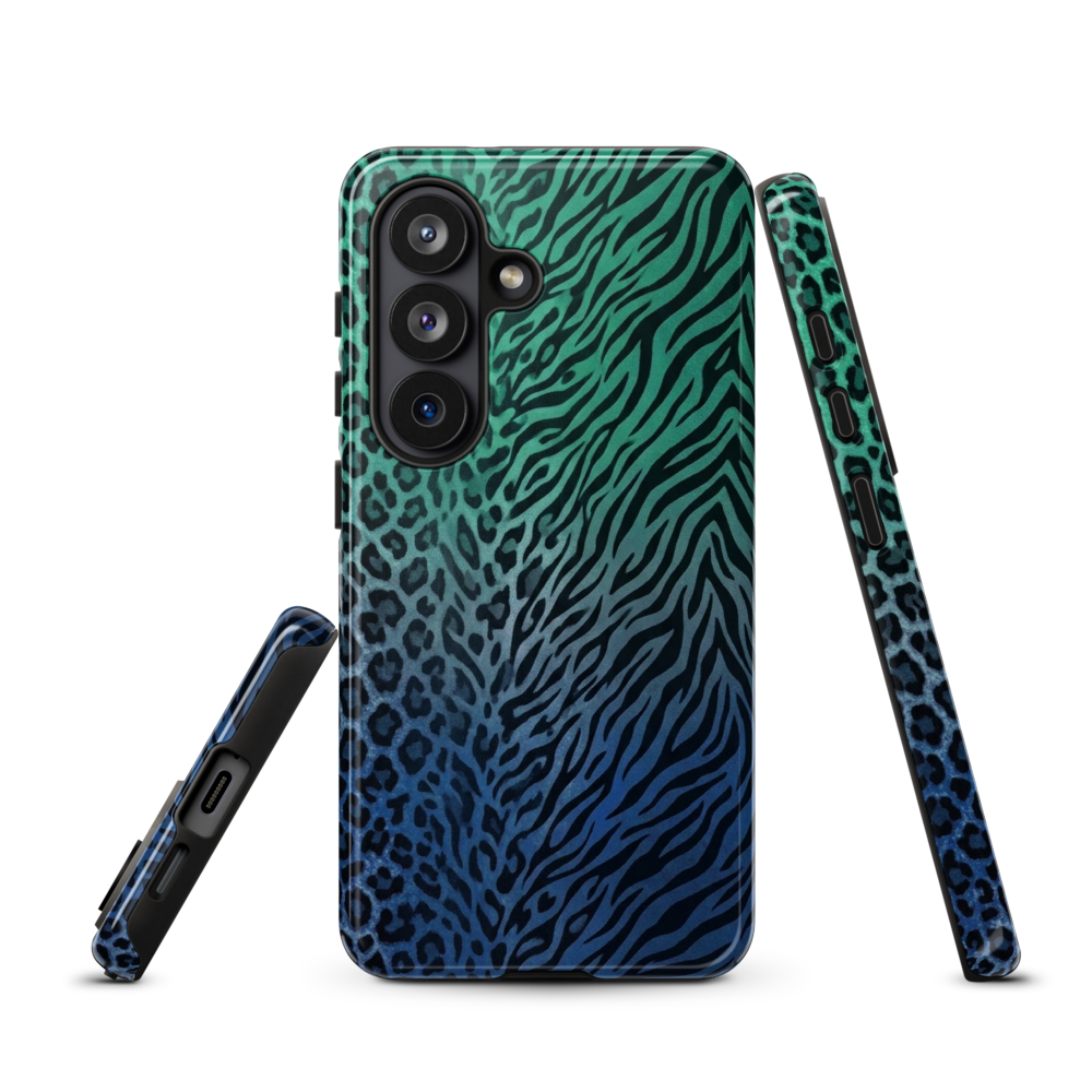 Blue to Teal Zebra & Leopard Print Tough Case for Samsung