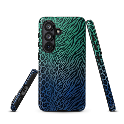 Blue to Teal Zebra & Leopard Print Tough Case for Samsung