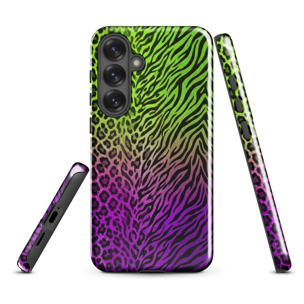Neon Green & Purple Zebra & Leopard Print Tough Case for Samsung