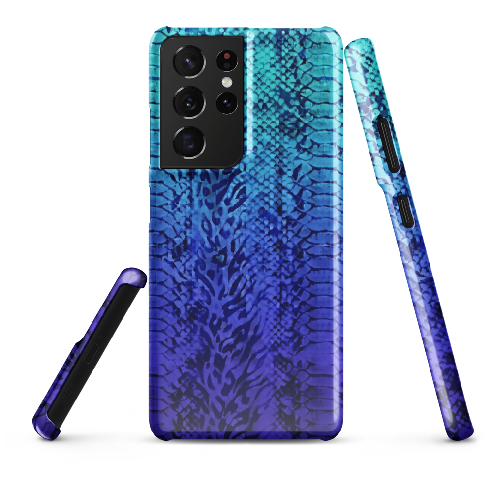 Vibrant Blue Snake & Leopard Print Snap Case for Samsung