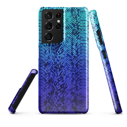 Vibrant Blue Snake & Leopard Print Snap Case for Samsung
