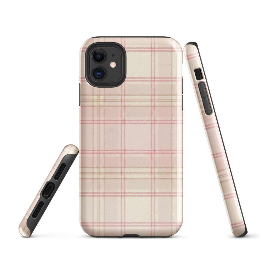 Pink & Cream Plaid Coquette Print Tough Case for iPhone®
