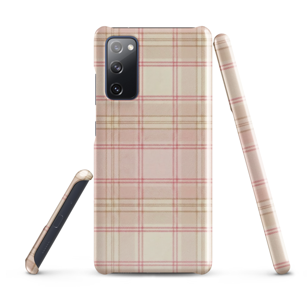 Pink & Cream Plaid Coquette Print Snap Case for Samsung