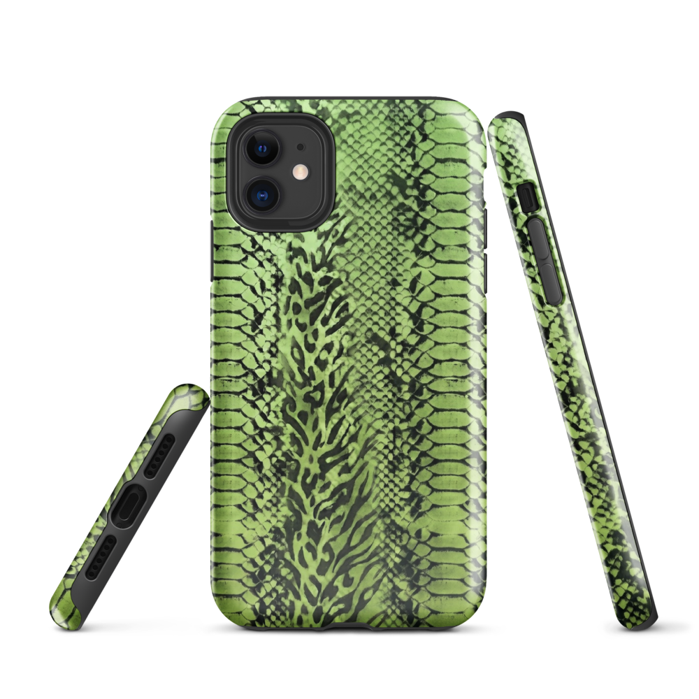 Green Snake Skin & Leopard Print Tough Case for iPhone®