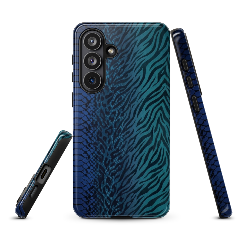 Blue & Teal Snake Skin Zebra & Leopard Print Tough Case for Samsung