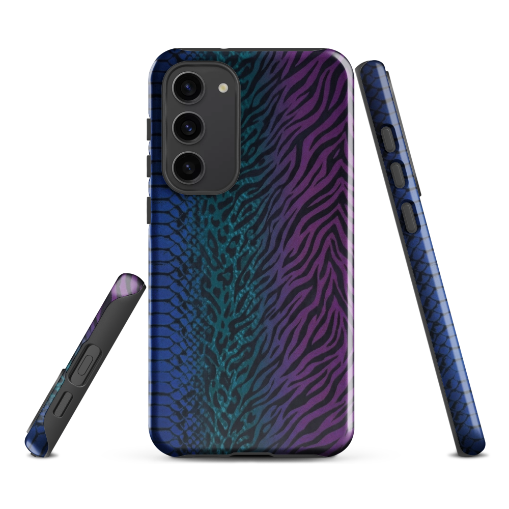 Blue to Purple Dark Snake Zebra & Leopard Print Tough Case for Samsung