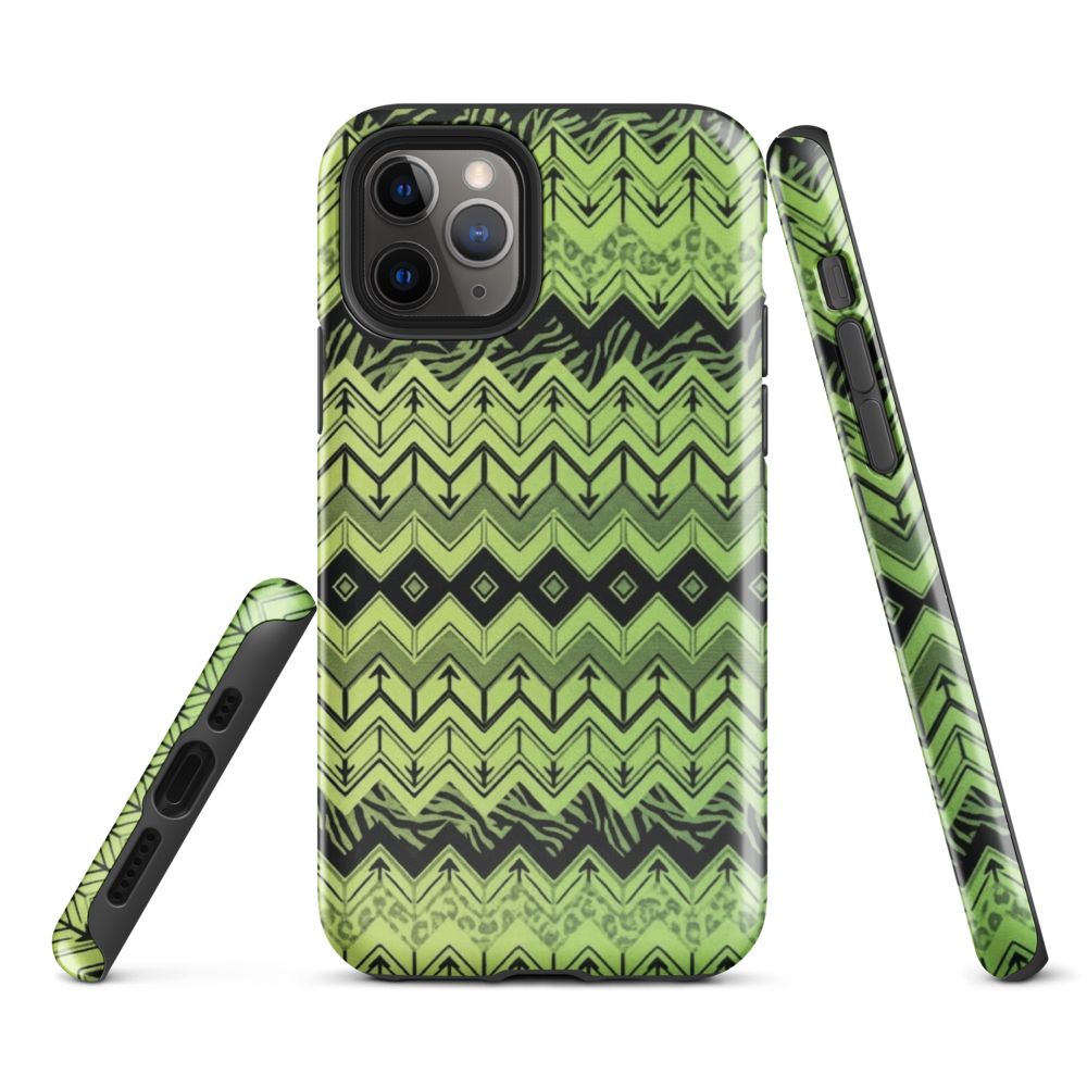Lime Green Chevron Zebra & Leopard Print Tough Case for iPhone®