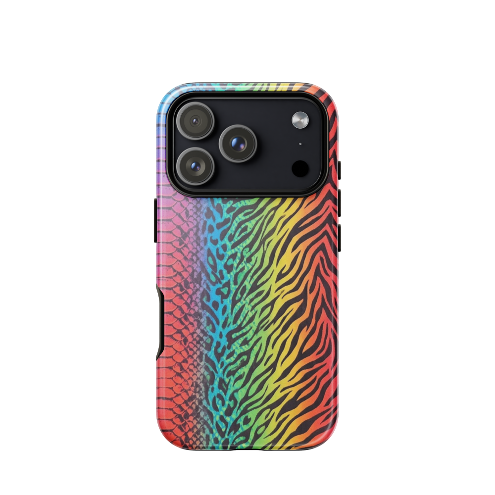 Vibrant Rainbow Snake Skin Leopard & Zebra Print Case for iPhone®