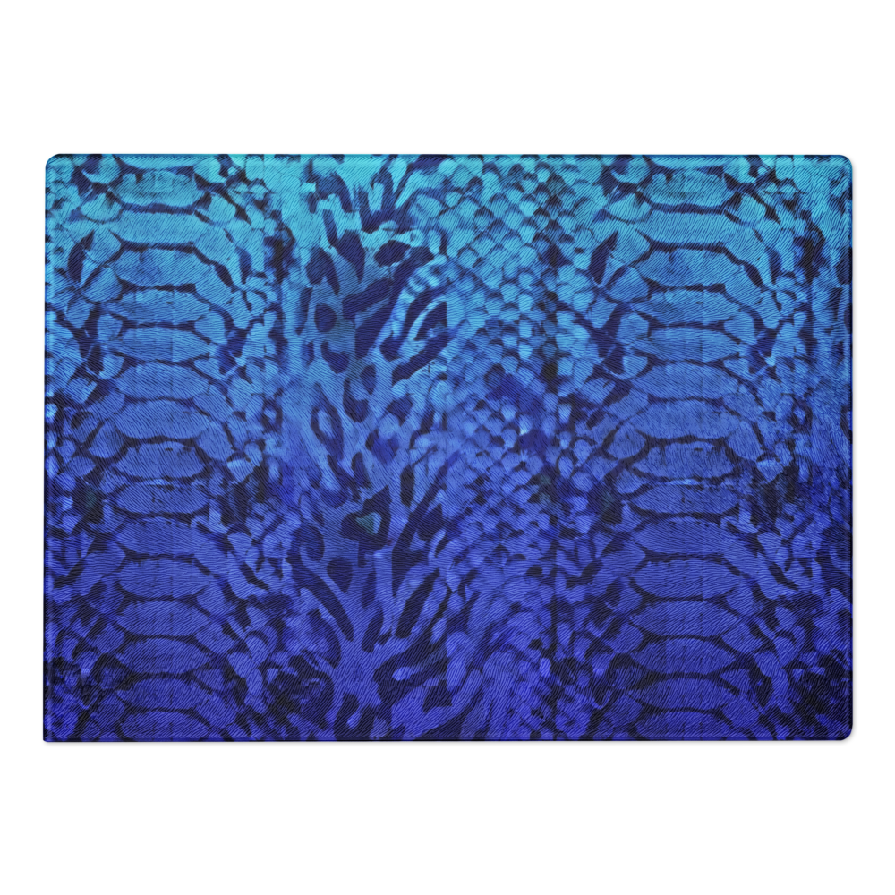 Blue Snake Skin & Leopard Print Glass Cutting Board