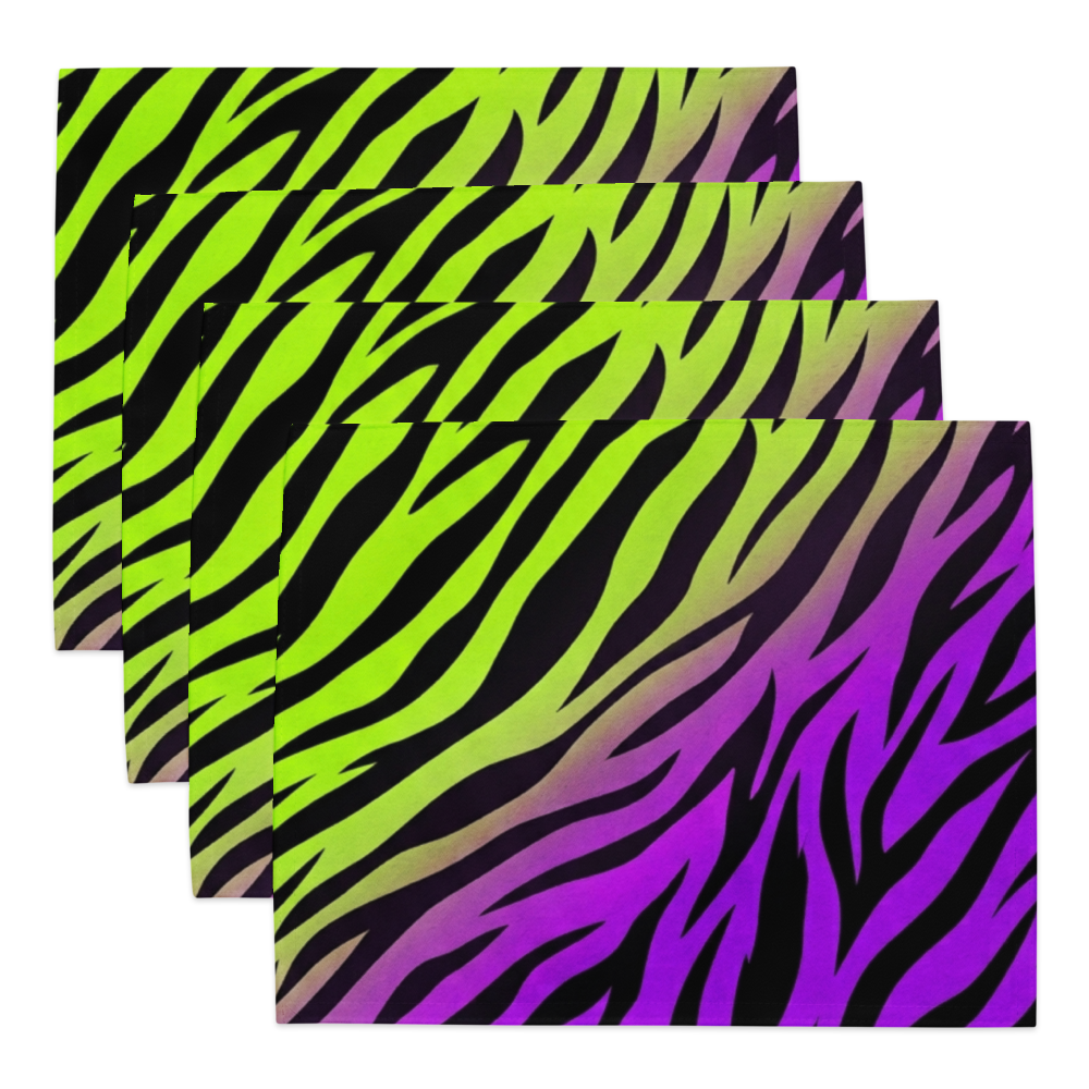 Zebra Print Neon green and purple y2k inspired Placemat Set (4)