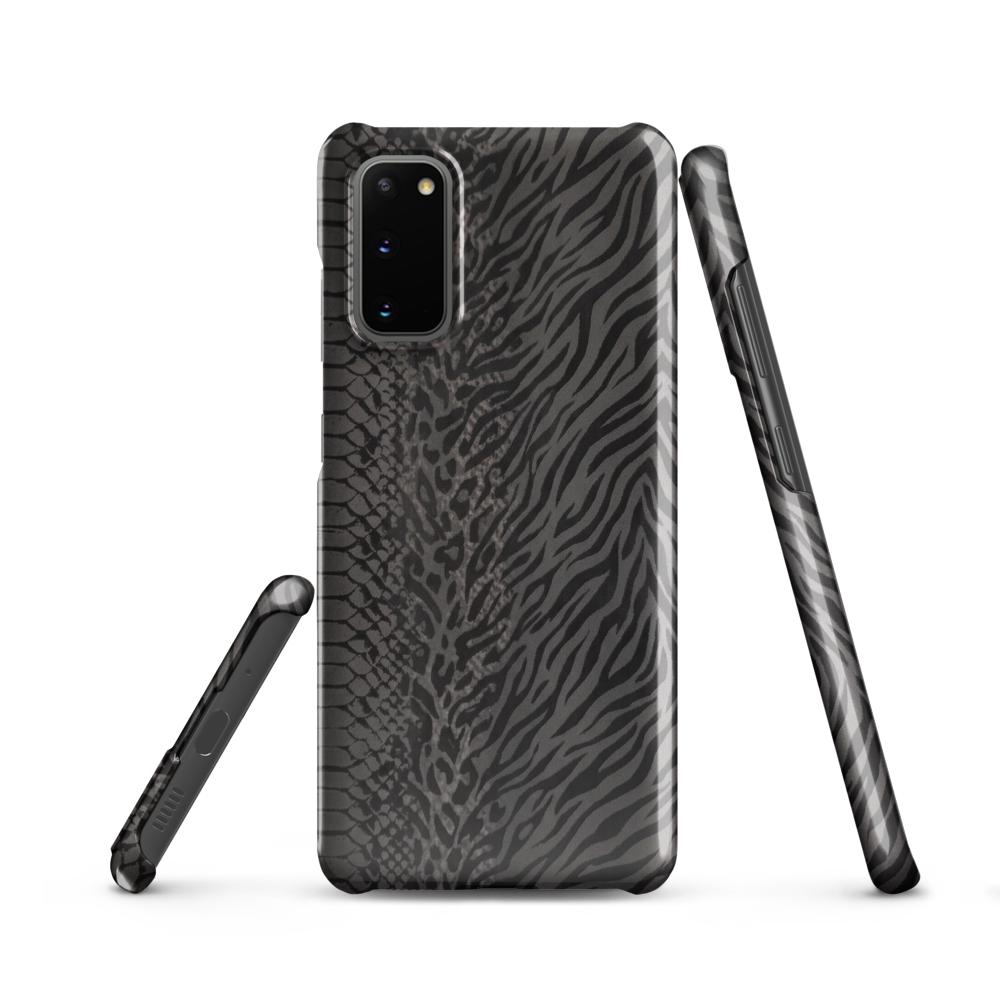 Dark Gray Snake Skin & Leopard Print Snap Case for Samsung