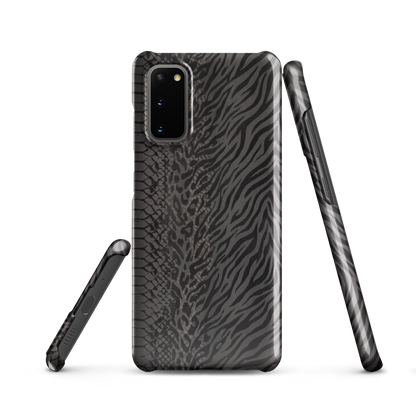 Dark Gray Snake Skin & Leopard Print Snap Case for Samsung