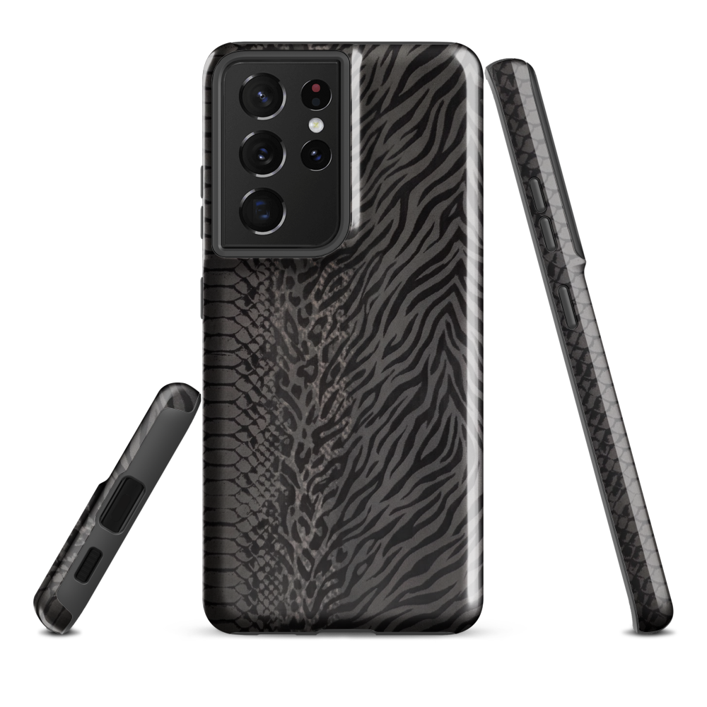 Black and Gray Zebra and Leopard print Tough Case for Samsung