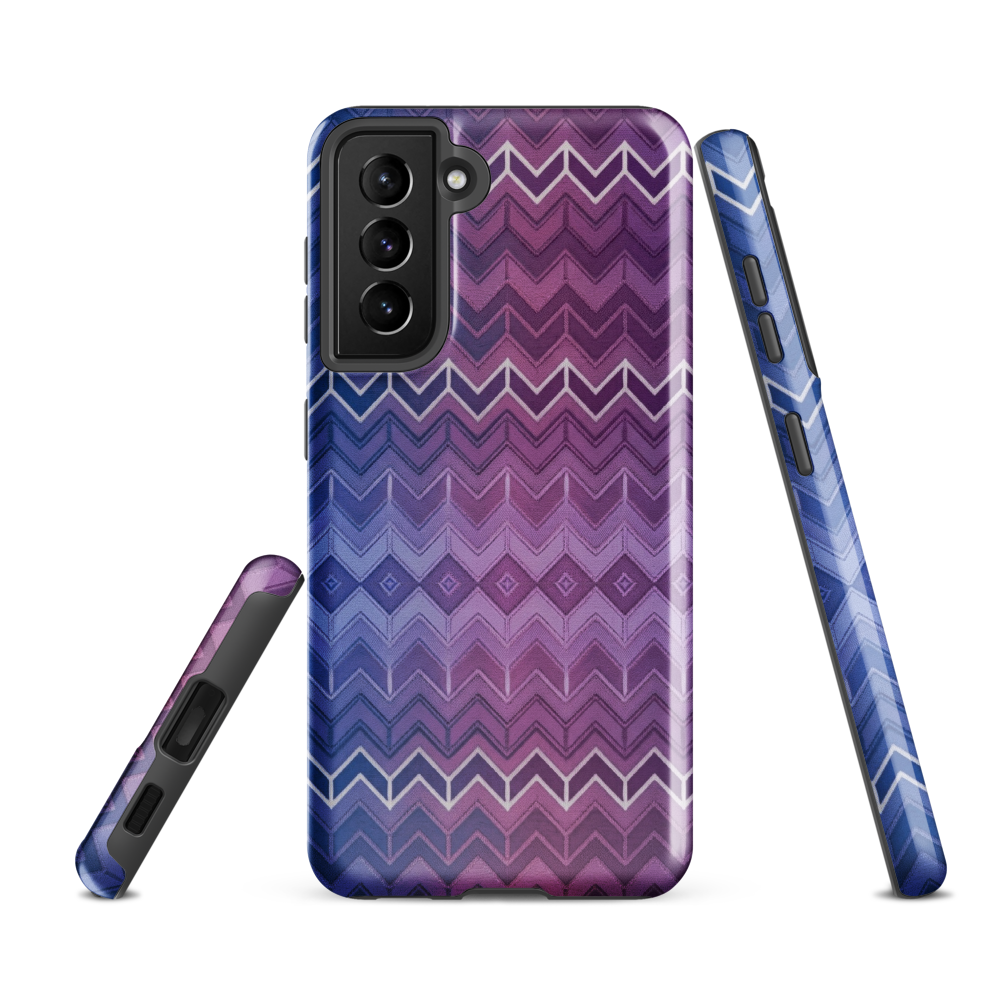 Purple & Blue Classic Chevron Print Tough Case for Samsung