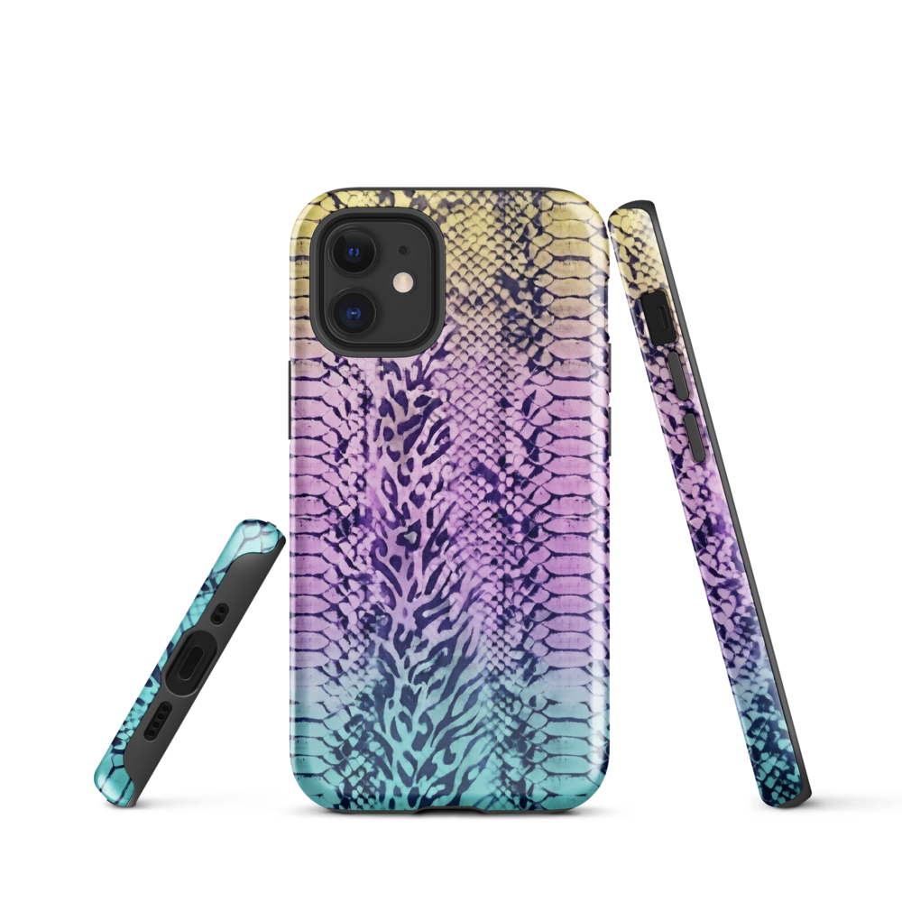 Faded Rainbow Snake Skin Zebra & Leopard Print Tough Case for iPhone®