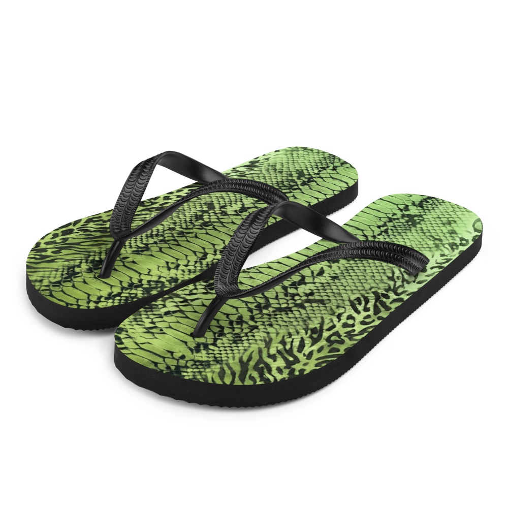 Green Snake Skin & Leopard Print Sublimation Flip Flops