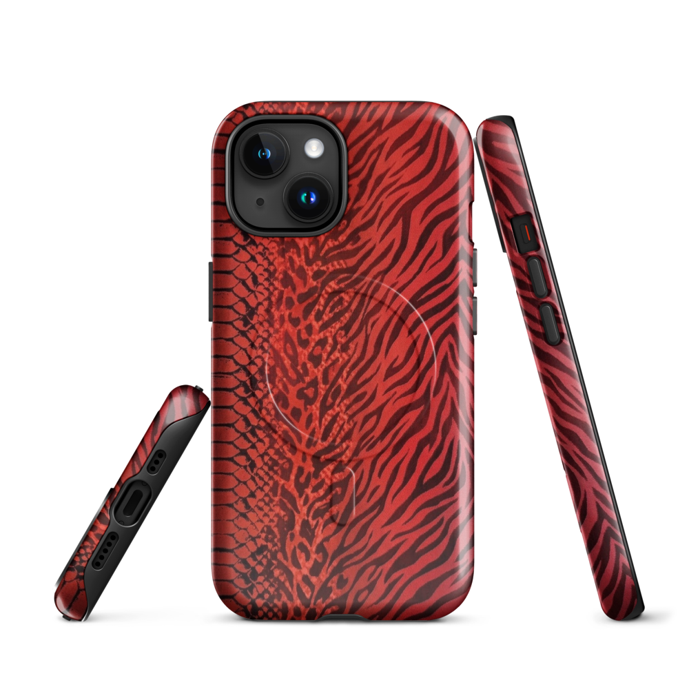 Red Zebra Snake & Leopard Print MagSafe Tough Case for iPhone®