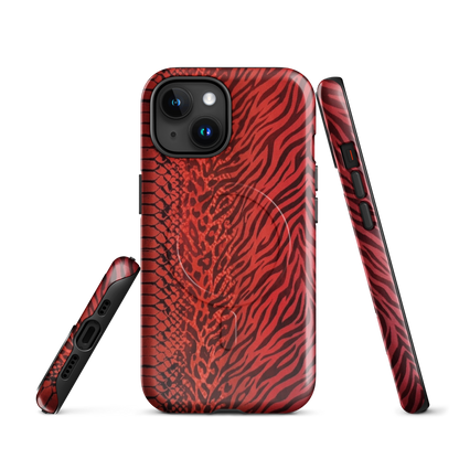 Red Zebra Snake & Leopard Print MagSafe Tough Case for iPhone®