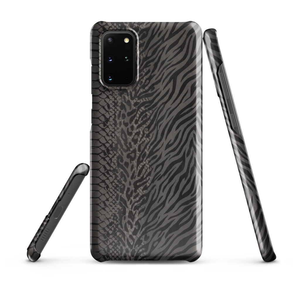 Dark Gray Snake Skin & Leopard Print Snap Case for Samsung