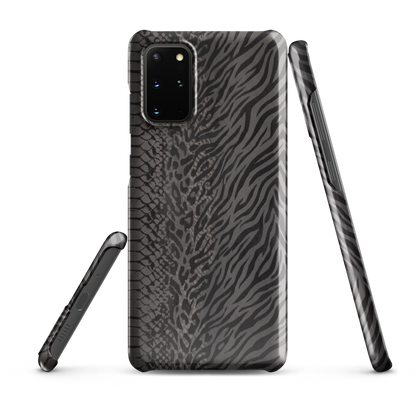Dark Gray Snake Skin & Leopard Print Snap Case for Samsung