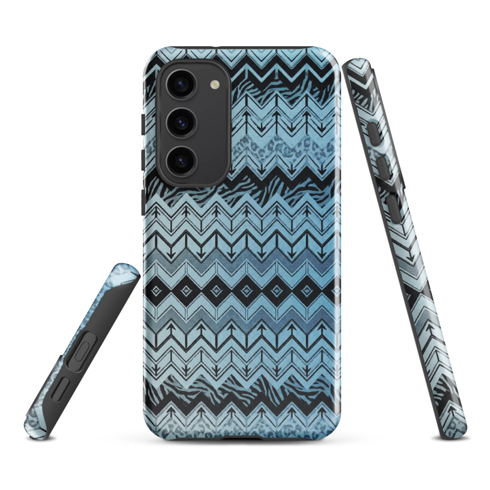 Blue Chevron Pattern Leopard & Zebra Print Tough Case for Samsung