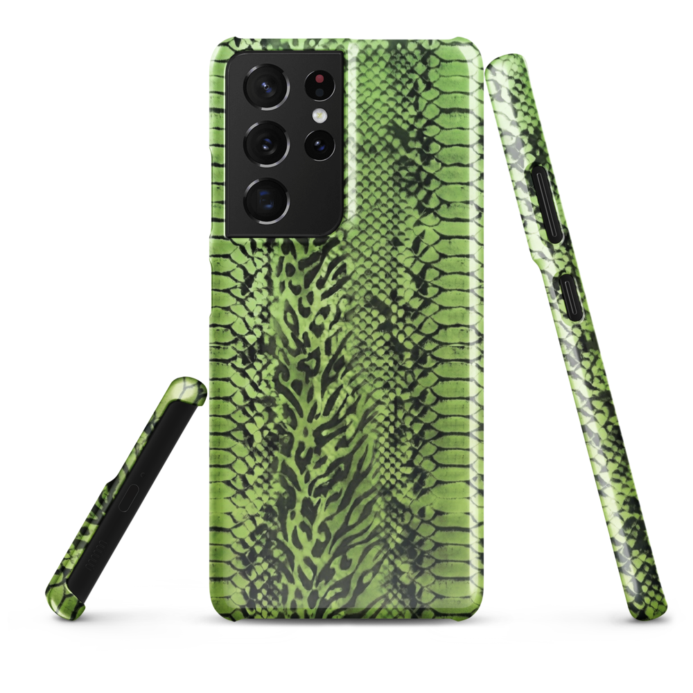 Green Snake Skin & Leopard Print Snap Case for Samsung