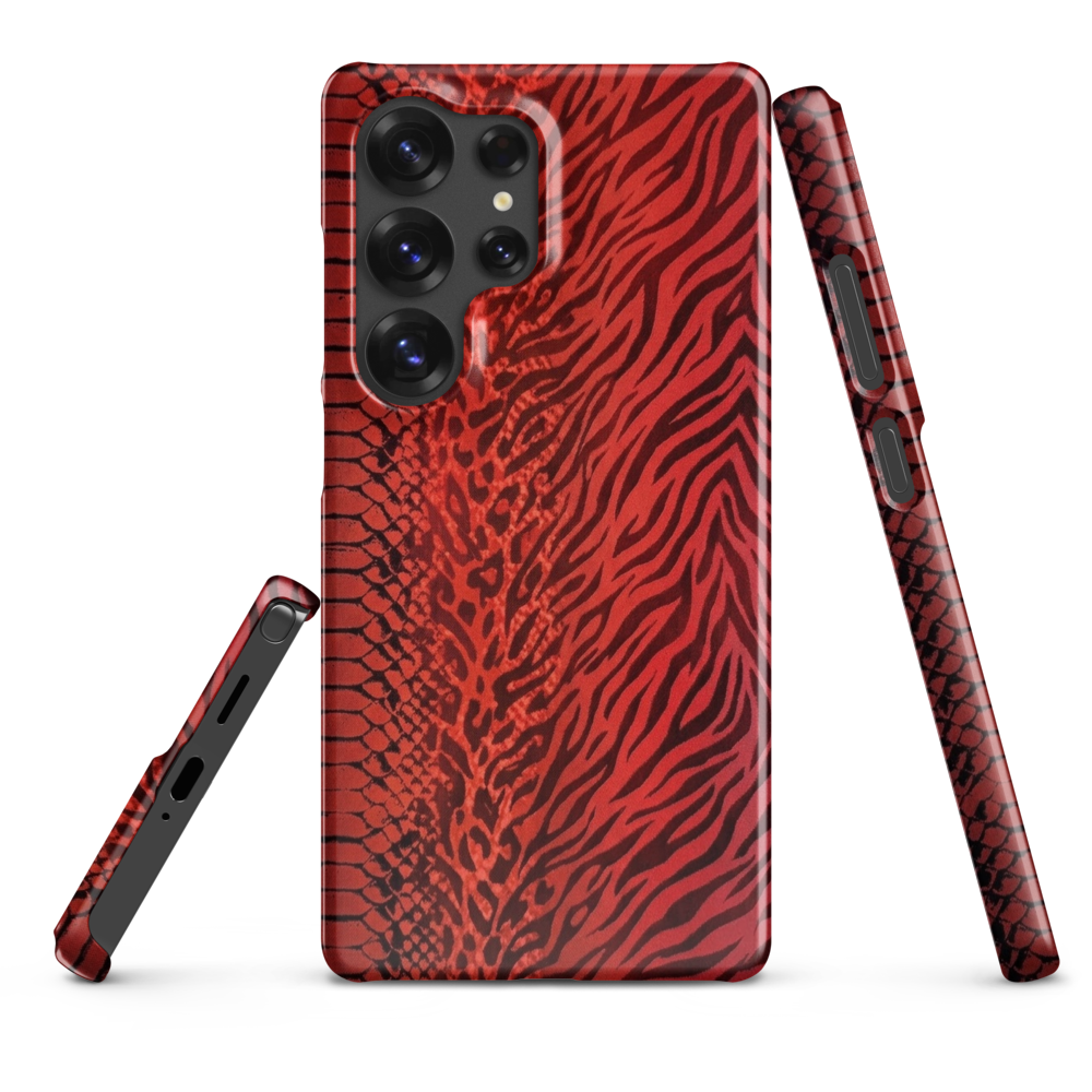 Red Zebra Snake & Leopard Print Snap Case for Samsung